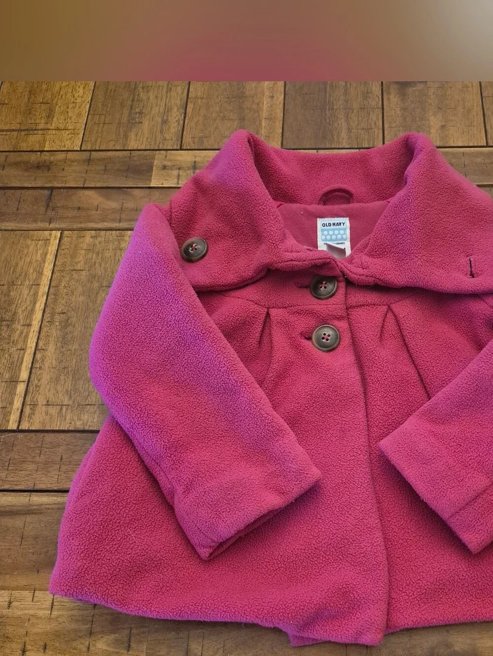 Old Navy Girls' Raspberry Pink Pea Coat Convertible Collar 4T